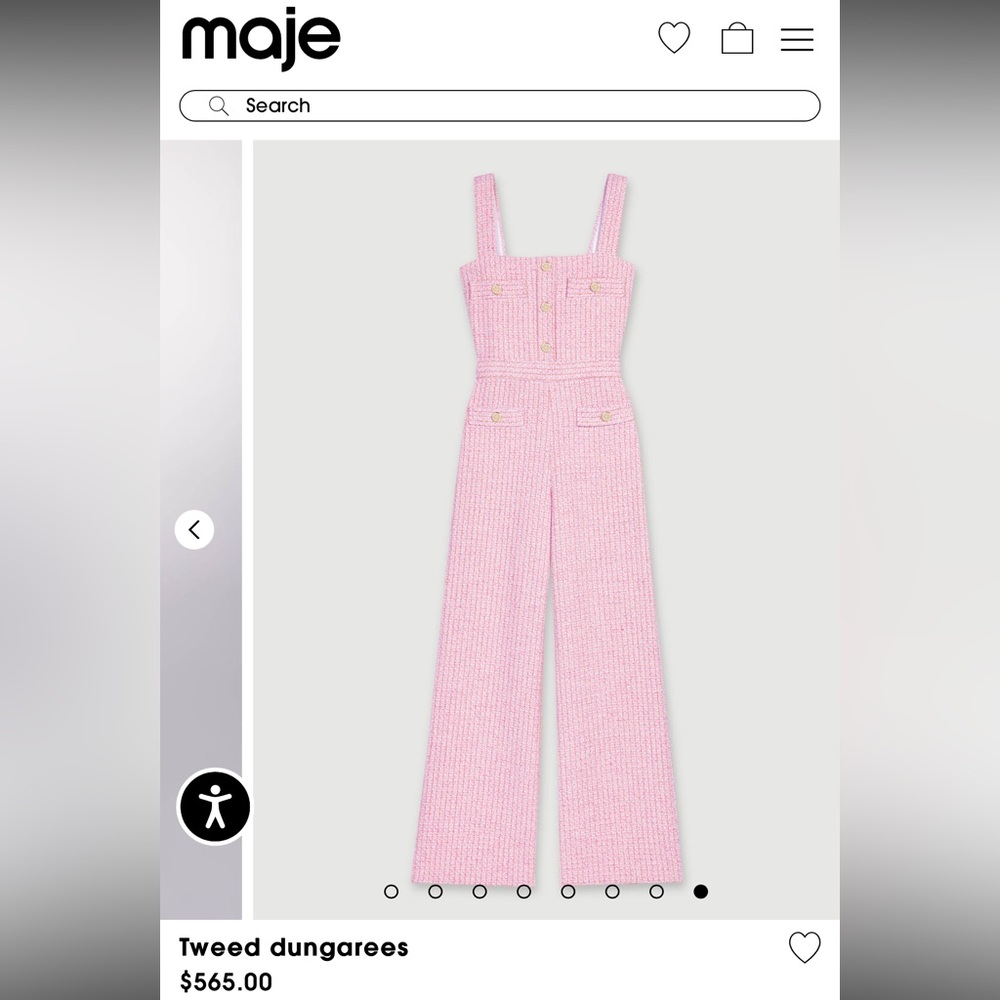 Maje Pink Wide-Leg Jumpsuit with Square Neckline